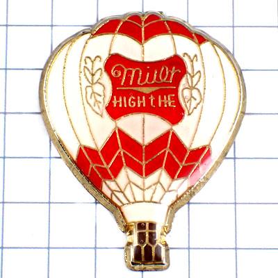 ピンバッジ・ミラービール酒アメリカ/USA赤と白の気球◇フランス限定