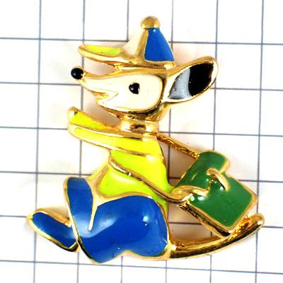 ピンバッジ・緑色のポシェットねずみネズミ鼠◇フランス限定ピンズ