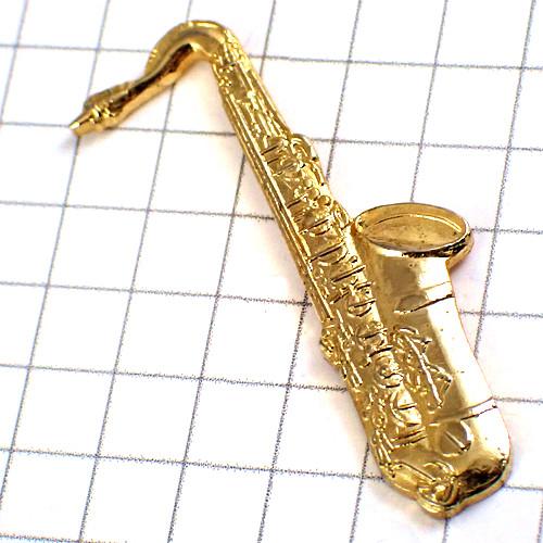 ピンバッジ・サックス楽器サクソフォン音楽ゴールド金色◇フランス限定