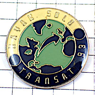 ピンバッジ・世界地図ボート船カヤック矢印◇フランス限定ピンズ◇レア