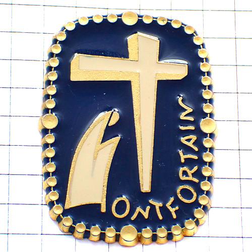 ピンバッジ・カトリック教会マリア様と白い十字◇フランス限定ピンズ