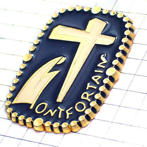 ピンバッジ・カトリック教会マリア様と白い十字◇フランス限定ピンズ