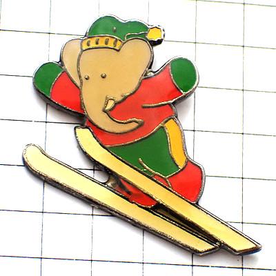 ピンバッジ・ぞうのババールのスキージャンプ絵本 BABAR◇フランス限定