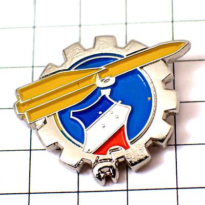 ピンバッジ・ミサイル武器トリコロール歯車スパナ青白赤ミリタリー