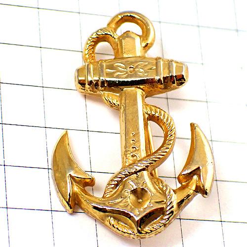 ブローチ・イカリ錨ゴールド金色ロープ船◇フランス限定アンティーク