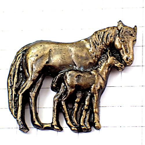 ピンバッジ・馬の親子ブロンズ色◇フランス限定ピンズ◇レアな