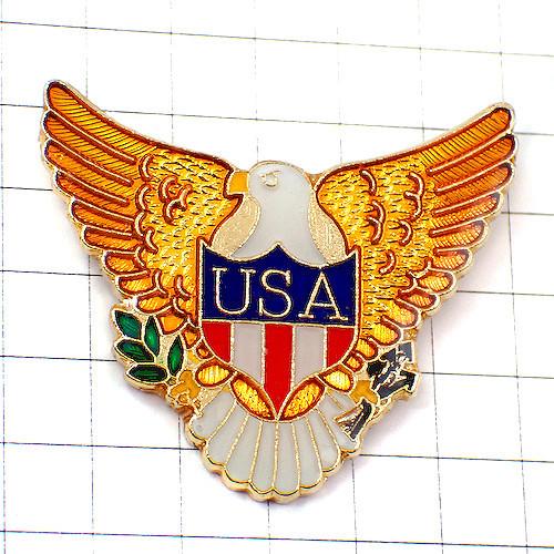 ピンバッジ・白い鷲イーグル/USAアメリカ米国わし鳥◇フランス限定 