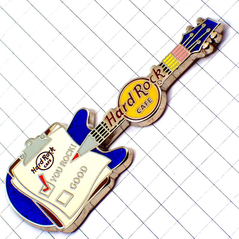 ピンバッジ・アンケート用紙エレキギター赤鉛筆ハードロックカフェ音楽