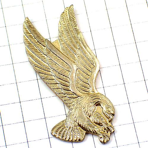 ピンバッジ・鷲イーグル鳥わし金色ゴールド/USAアメリカ◇フランス限定