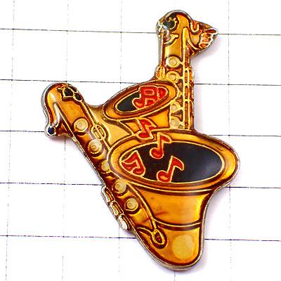 ピンバッジ・サックス音楽サクソフォン楽器ミュージック音符◇フランス