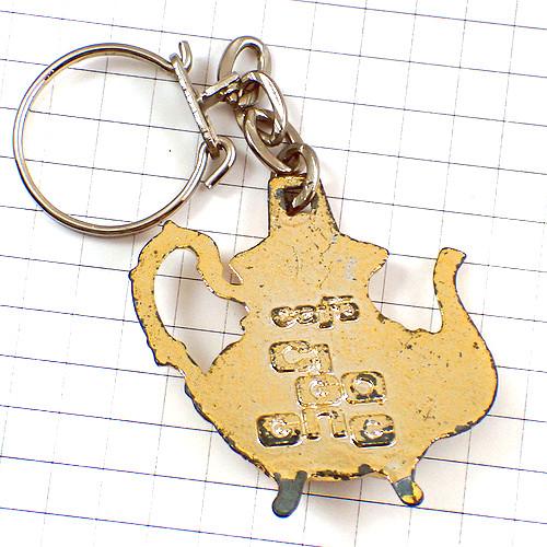 キーホルダー・カフェ珈琲コーヒーのポット金色ゴールド◇フランス限定