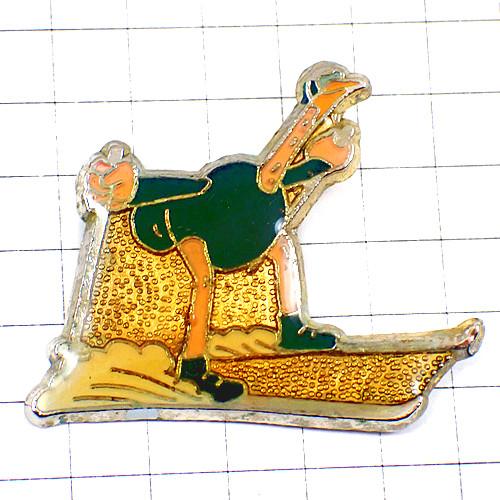 ピンバッジ・ダチョウ動物オリンピック駝鳥スキー◇フランス限定ピンズ