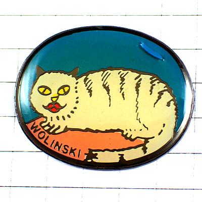 SuperHeadz ハリネズミ ピンズ レア ピンバッジ・ウォランスキー画のネコ白猫 WOLINSKI CHARLIE-HEBDO