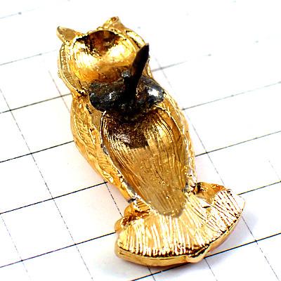 ピンバッジ・フクロウ鳥ミミズク梟ゴールド金色◇フランス限定ピンズ
