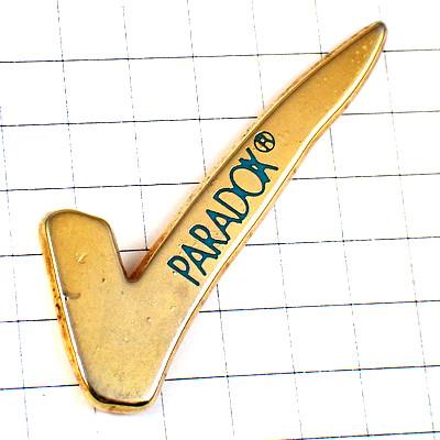 ピンバッジ・パラドックス金色ゴールドのチェック印 PARADOX◇フランス