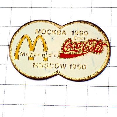 ピンバッジ・1990年モスクワのマクドナルドMコカコーラ◇フランス限定