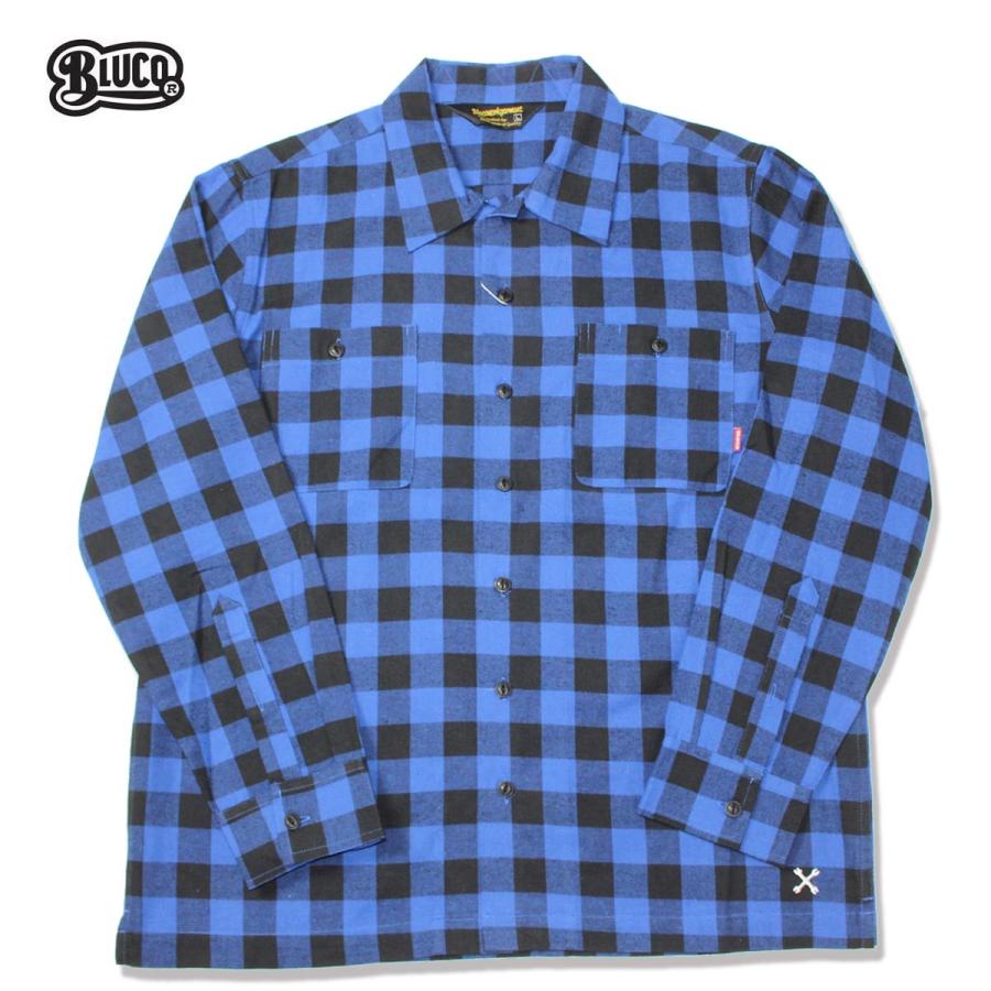 BLUCO(ブルコ)OL-048-018　BUFFALO CHECK SHIRTS ブルー BLUCO（ブルコ） OL-048-018 BUFFALO CHECK SHIRTS ブルー☆送料無料