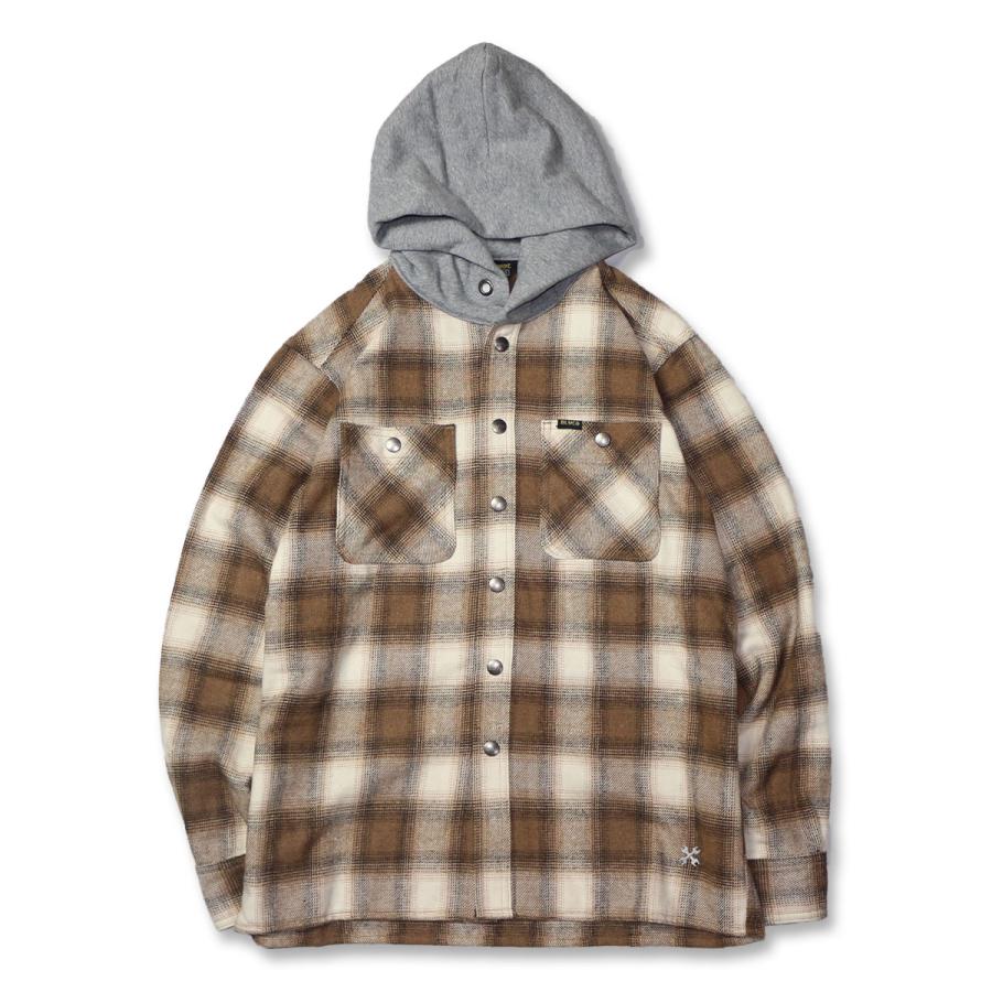 ☆セールプライス!! BLUCO(ブルコ) OL-049-022 HOODED FLANNEL SHIRTS 3色(BEG/BLK/BRN) BLUCO（ブルコ） ☆セールプライス!!☆ OL-049-022 HOODED FLANNEL