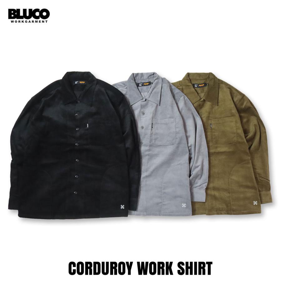 BLUCO（ブルコ） OL-11-007 CORDUROY WORK SHIRT 3色(BLACK/GRAY/OLIVE