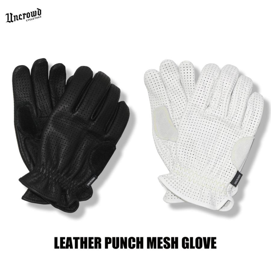 UNCROWD(アンクラウド) UC-112-022 LEATHER PUNCH MESH GLOVE 2色