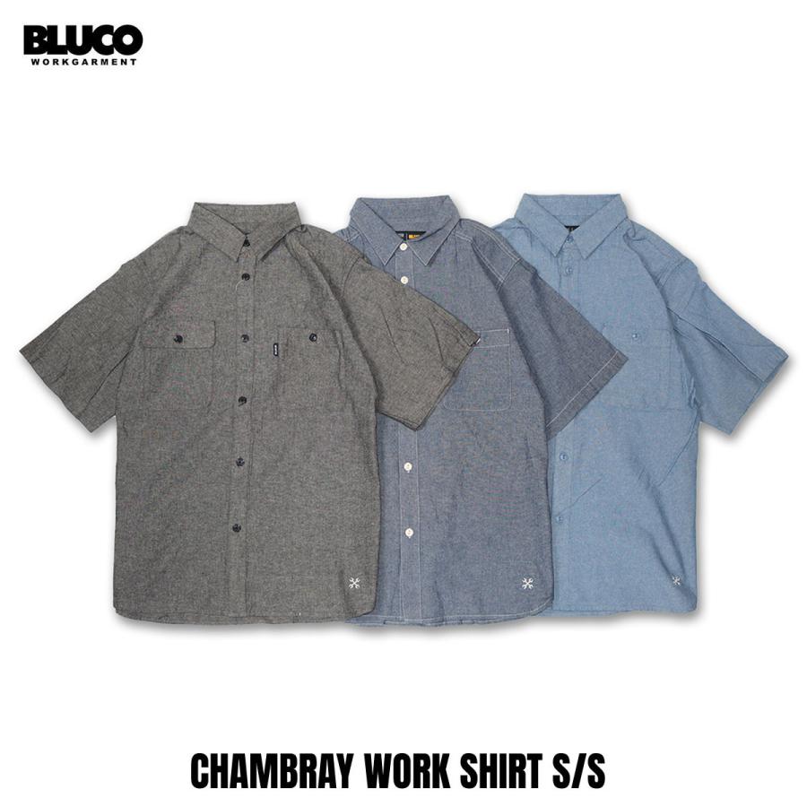 BLUCO（ブルコ） OL-21-005 CHAMBRAY WORK SHIRT S/S 3色(BLACK/NAVY