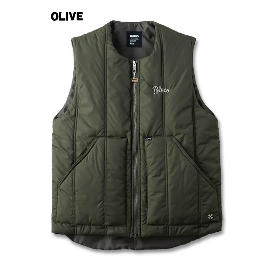 BLUCO（ブルコ） OL-35-008 CREW NECK QUILTING VEST 3色(BLK/GRY