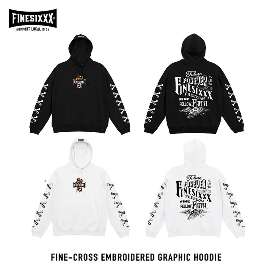 ☆セールプライス!! FINESIXXX(ファインシックス) FINE-CROSS EMBROIDERED GRAPHIC HOODIE 2色(BLACK/WHITE) ☆セールプライス!!☆FINESIXXX(ファインシックス) FINE-CROSS