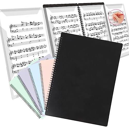 Solf ピティナ支部長監修 楽譜ファイル 4面 書き込める A4 10枚/40面 ピアノ 伴奏 (ブラック無地)1冊