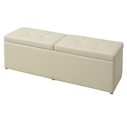 山善(YAMAZEN) スツール 収納ベンチ 幅120 アイボリー(合皮) FBS-120