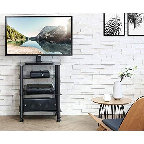 ★状態〇★ オーディオラック FITUEYES 強化ガラス 棚板 キャスター付き 楽天市場】【送料無料】FITUEYES テレビ台 オーディオラック
