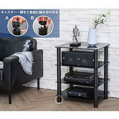 ★状態〇★ オーディオラック FITUEYES 強化ガラス 棚板 キャスター付き ☆状態〇☆ オーディオラック FITUEYES 強化ガラス 棚板