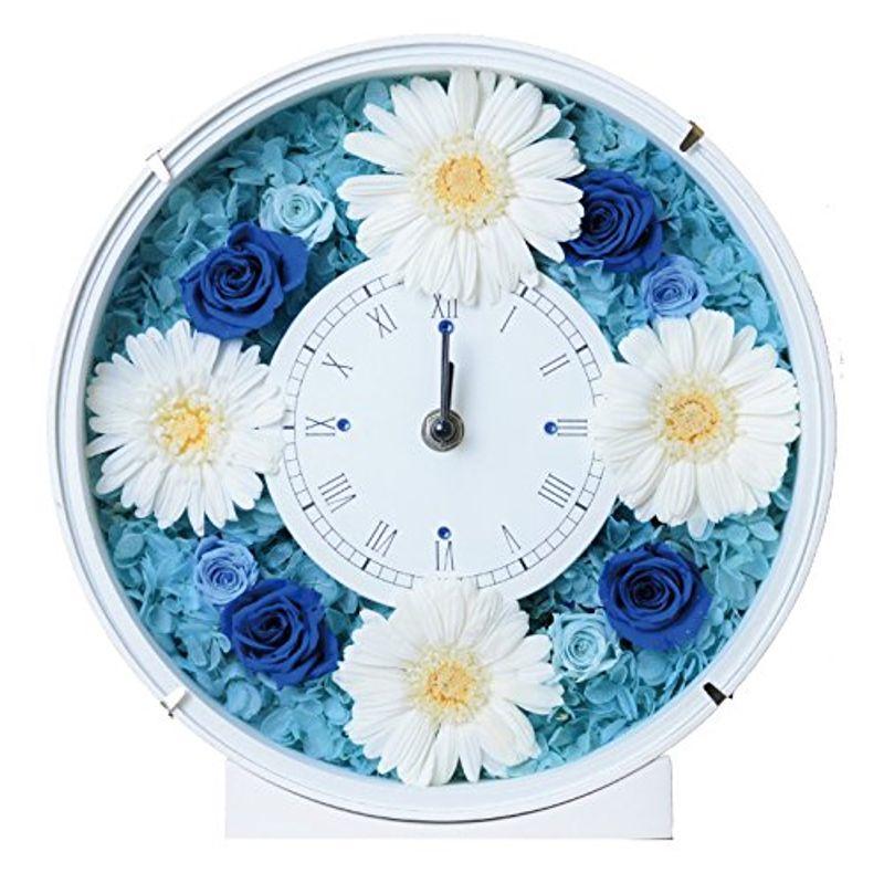 Lulus プリザーブドフラワー ガーベラサークル時計 サイズ幅24cm長さ8cm高さ24cm ブルー Lulus-0032