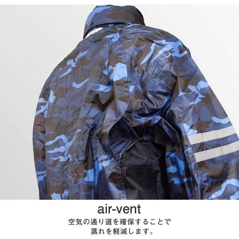 KOMINE バイク用 ブレスターレインウェアフィアート RK-539 755 雨具 カッパ 防水 03-539 メンズ Blue Camo｜pipihouse｜08