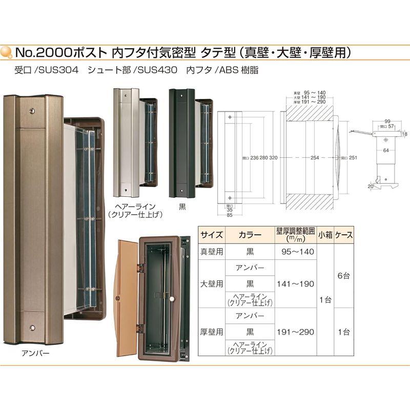 水上金属 No.2000ポストタテ型内フタ付気密型大壁用 ヘアーライン (001-5831) 1台｜pipihouse｜03