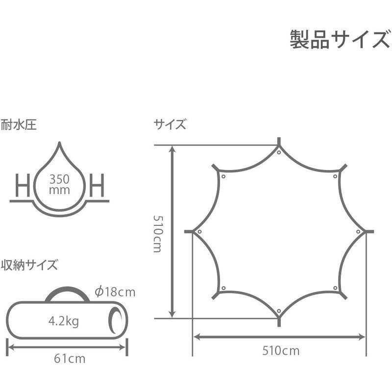 DOD(ディーオーディー) オクラタープ 張り方自由自在の超大型ポリコットンタープ 5.1×5.1m TT8-583-BK｜pipihouse｜08