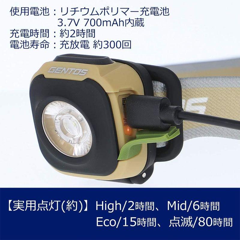 GENTOS(ジェントス) LED ヘッドライト USB充電式(充電池内蔵) 260ルーメン 防水 軽量50g CP-260RAB オータム｜pipihouse｜04