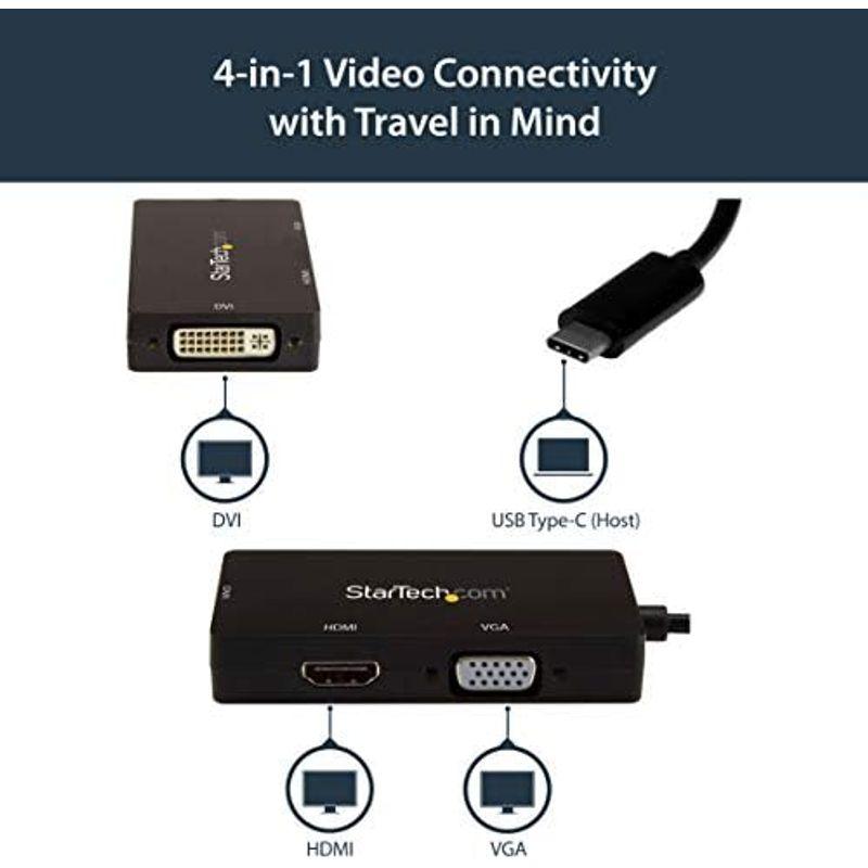 StarTech.com 3 in 1 USB Type-Cマルチアダプタ 4K/30Hz USB-C - HDMI/DVI/VGA ブラッ｜pipihouse｜06