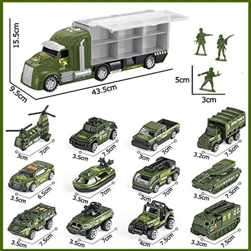 Carecoly トラック 軍事車両セット ミニカーセット 大型収納車 合金製ミニカー 車おもちゃ 軍事マップ付き 作業車両 乗せて運ぶ 男｜pipihouse｜05