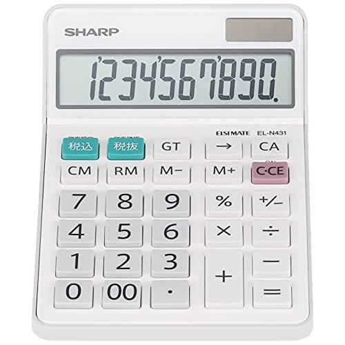 シャープ 電卓 普通電卓 ナイスサイズタイプ 10桁 EL-N431-X ホワイト