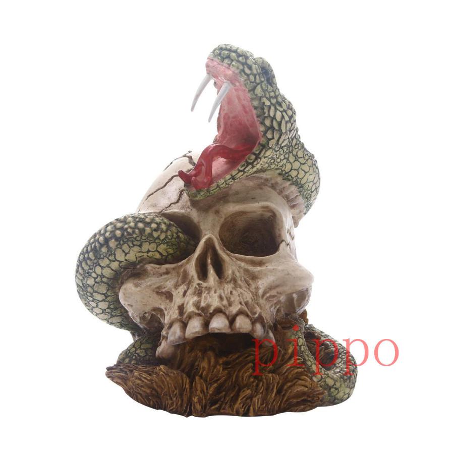 髑髏頭 樹脂 髑髏 工芸品 置き物 蛇 動物 ヘッドモデル どくろ ハロウィン 怖い雰囲気 rqc Pippo 通販 Yahoo ショッピング