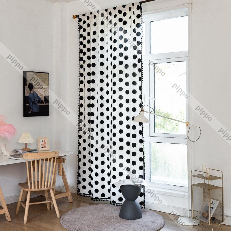 カーテン 間仕切り 突っ張り棒付き 半分遮光 間仕切りカーテン ドット柄 Ins風 ロング のれん 窓 ドア 目隠し 穴不要 北欧風 穴あけ ポール sht Pippo 通販 Yahoo ショッピング
