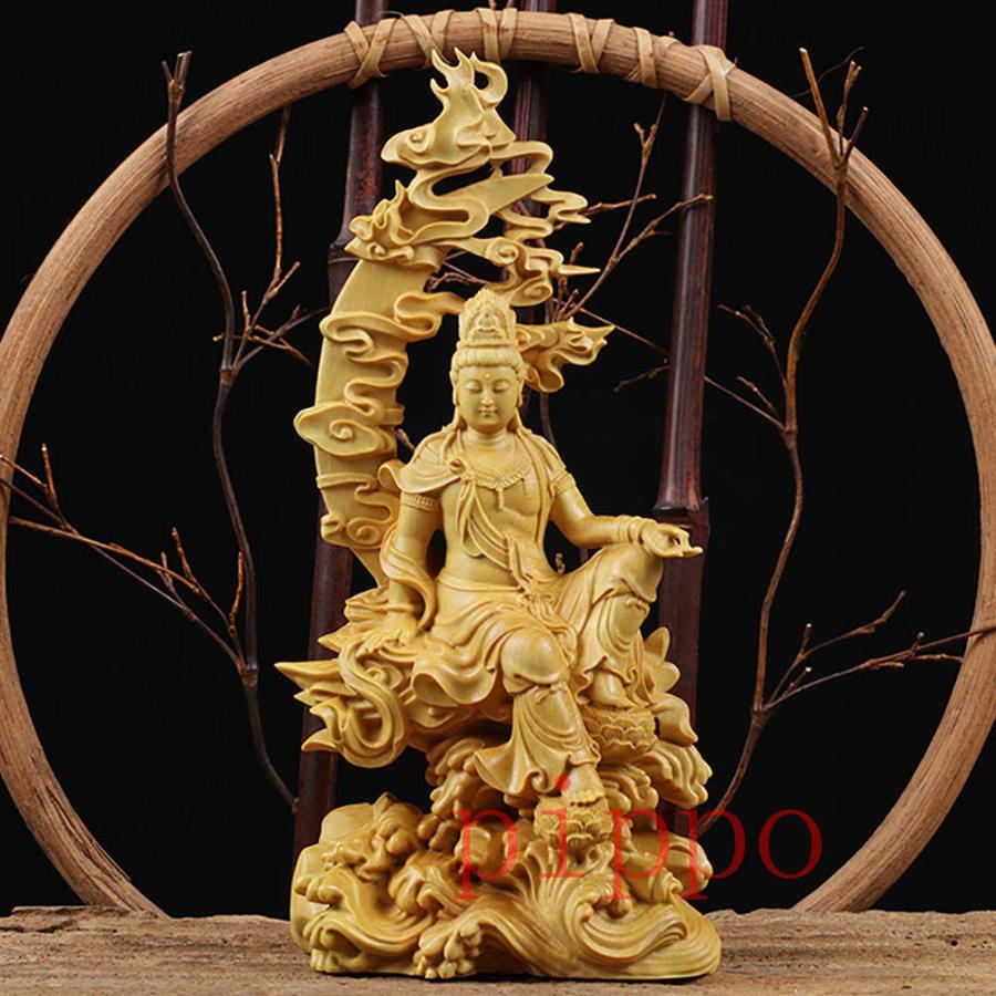 仏像 木彫り 置物 観音像 風水 開運 仏壇仏像 【水月観音】高級木彫り 