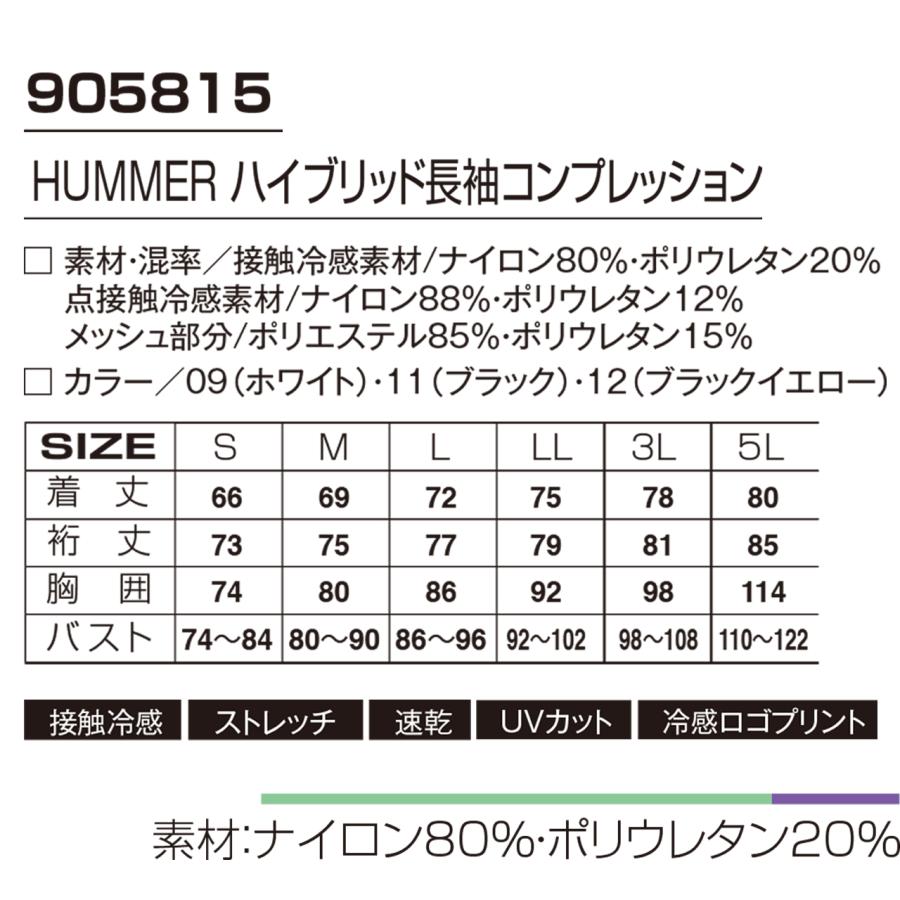 ハマー HUMMER 長袖 冷感コンプレッションシャツ インナー 接触冷感 吸水速乾 ドライ ストレッチ UVカット 熱中症対策 アタックベース 905815｜pirates-shop｜08