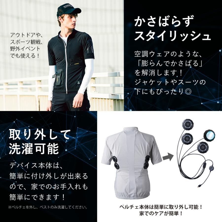 アイズフロンティア 冷却ペルチェ4個用アウター 半袖 黒 104 05