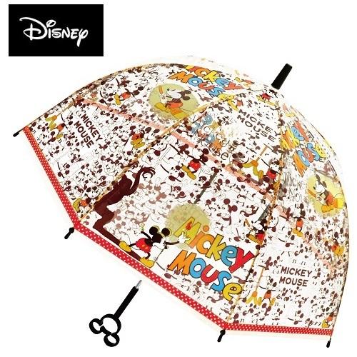 ディズニー ミッキー 透明 数量は多 ビニール 傘 55cm アイコン 長傘 通学 Disney 学校 こども 通勤 梅雨 ミッキーマウス 雨具