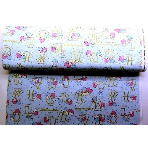 キャラクター 生地 布 キキララ （ リトルツインスターズ ) 金プリント