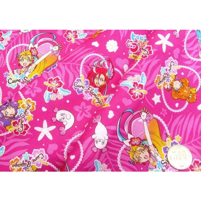 安売り キャラクター 生地 布 トロピカルージュ プリキュア 濃ピンク 21 生地幅 約108cm オックス 柄番号２ 綿100 100 27b Kk 6787