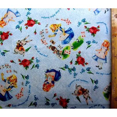 ◇ キャラクター アメリカ 輸入 生地 アリス （ ブルー ) 柄番号11  