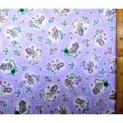 生地 ダブルガーゼ キャラクター ディズニープリンセス パープル ８１ 商品の特性上 柄が多少歪ん
