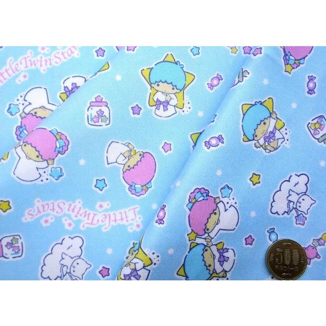 キャラクター 生地 布 キキララ （ リトルツインスターズ ) ブルー系